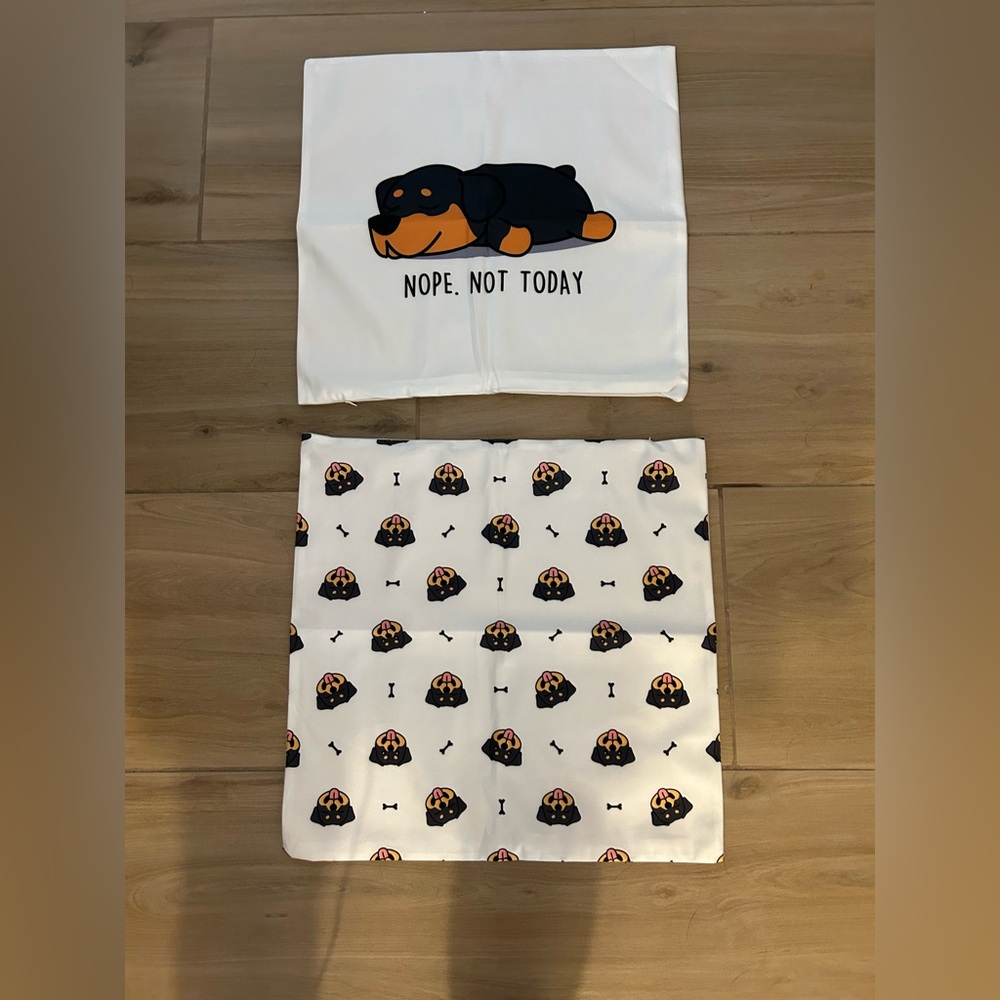 NEW SET of 2 DOG “NOT TODAY” Pillow covers 18”